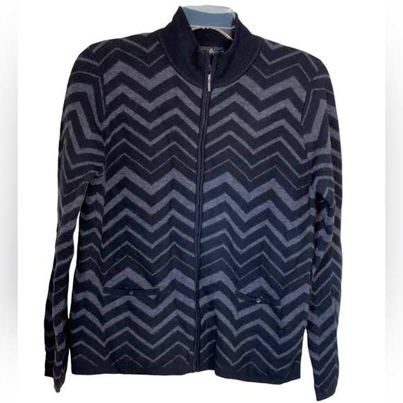 NWOT-Mercer & Madison 100% Merino Wool, Chevron Pattern, full zip Sweater XL - Picture 4 of 8